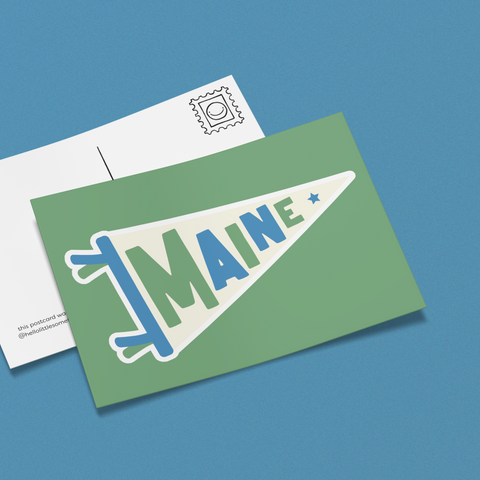 Maine Pennant Flag Postcard