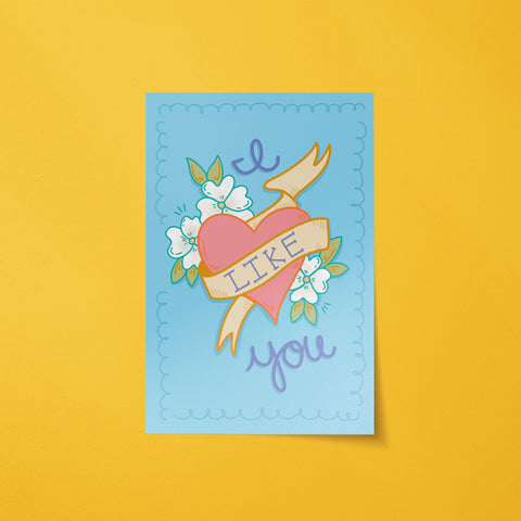 I Like You Postcard