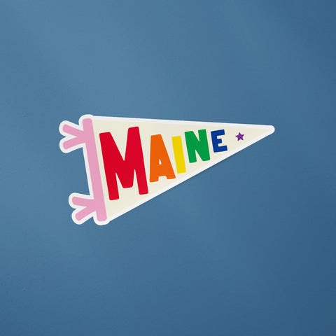 Maine Rainbow Pennant Flag Sticker