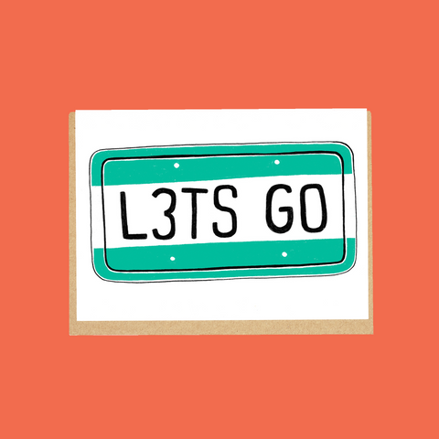 License Plate 'Let's Go' Greeting Card