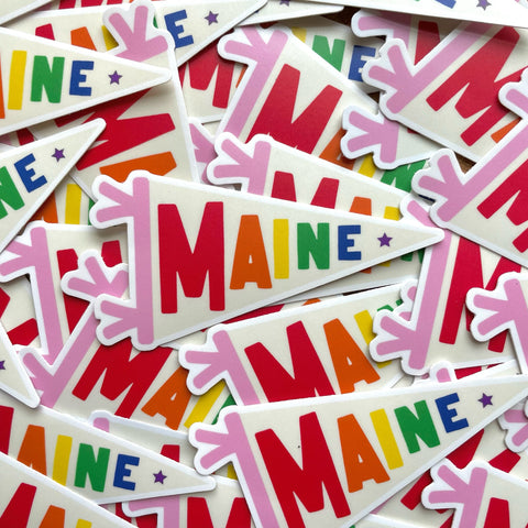 Maine Rainbow Pennant Flag Sticker