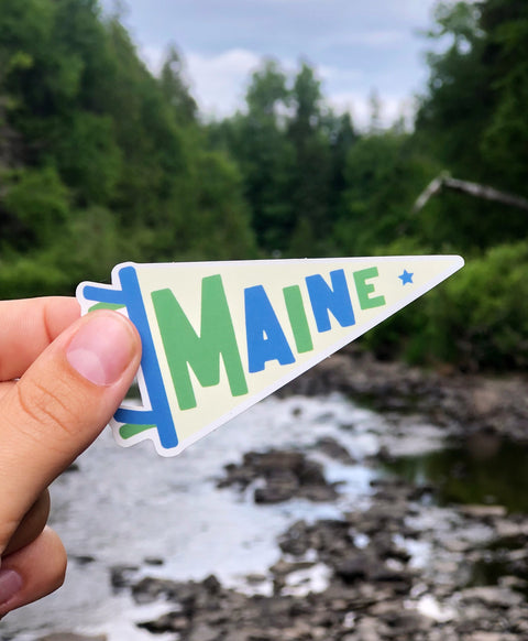 Maine Pennant Flag Sticker